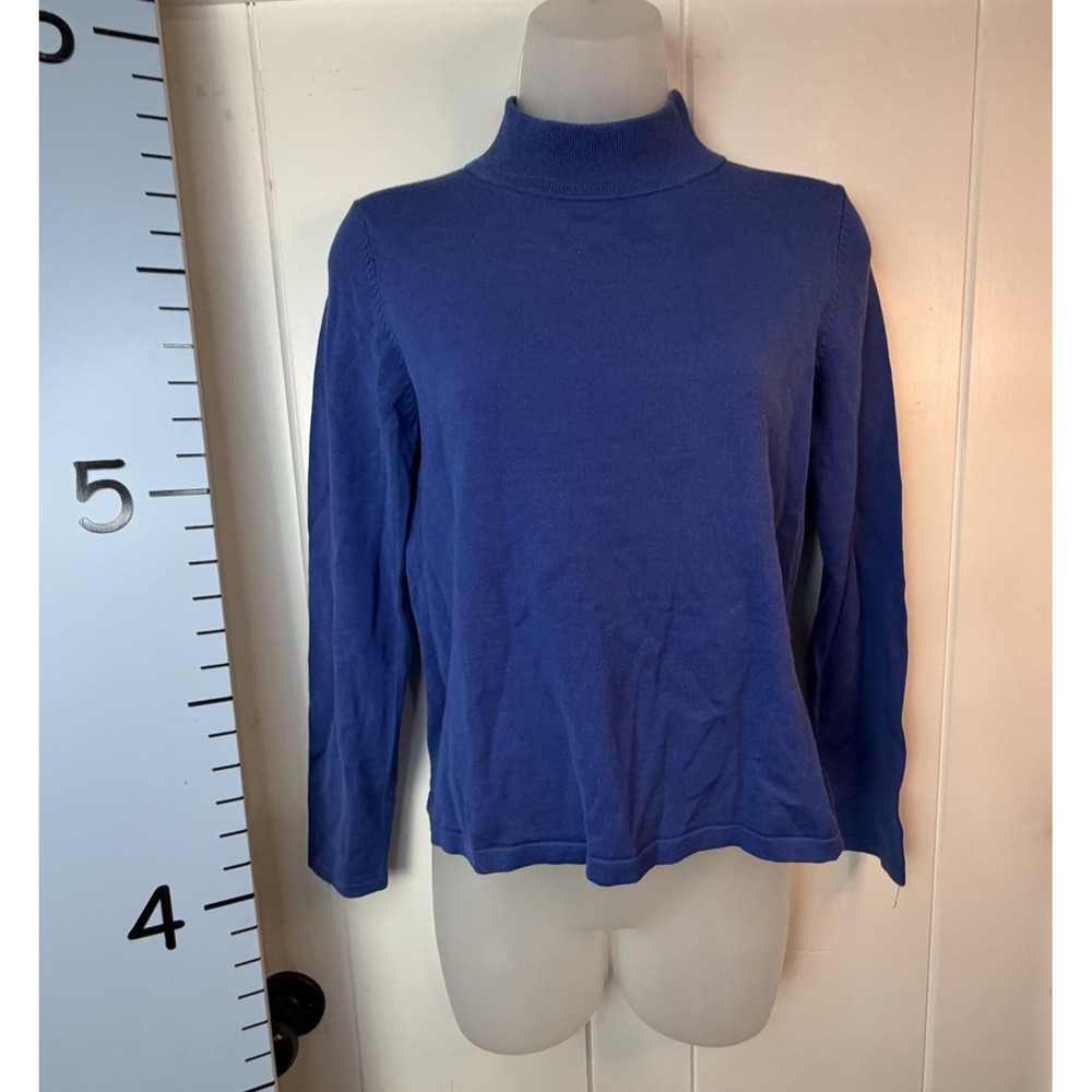 Pendleton Women Petite P Blue Silk Sweater Crew Neck Long Sleeve Pullover - Picture 1 of 8